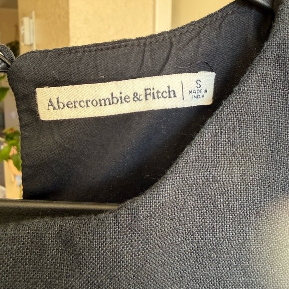 Abercrombie & Fitch High-Neck Linen-Blend Mini Dress Small - Picture 3 of 5